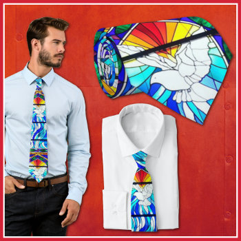 Confirmation Holy Ghost | Spirit Stained Glass Neck Tie by ShowerOfRoses at Zazzle
