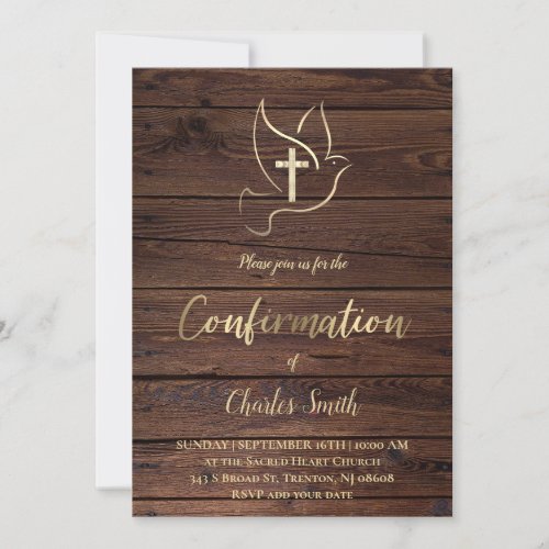 confirmation  Holy Spirit design on wood Invitation