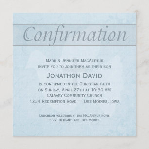 Confirmation Holy Spirit Dove and Cross Blue Invitation