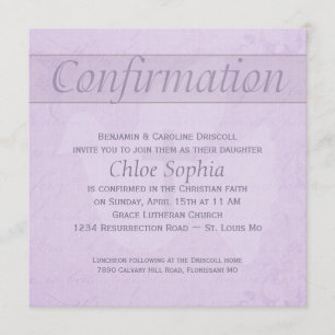 Confirmation Holy Spirit Dove and Cross Lilac Invitation