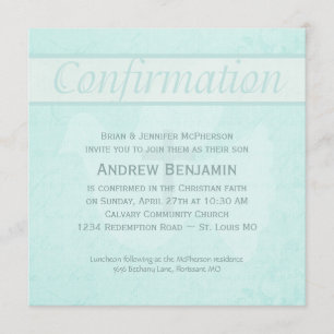 Confirmation Holy Spirit Dove with Cross Aqua Invitation