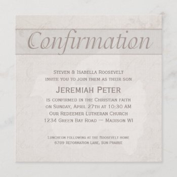 Confirmation Holy Spirit Dove With Cross Taupe Invitation by Christian_Faith at Zazzle