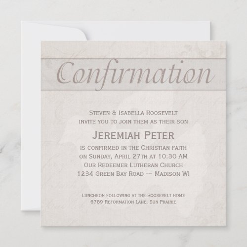 Confirmation Holy Spirit Dove With Cross Taupe Invitation