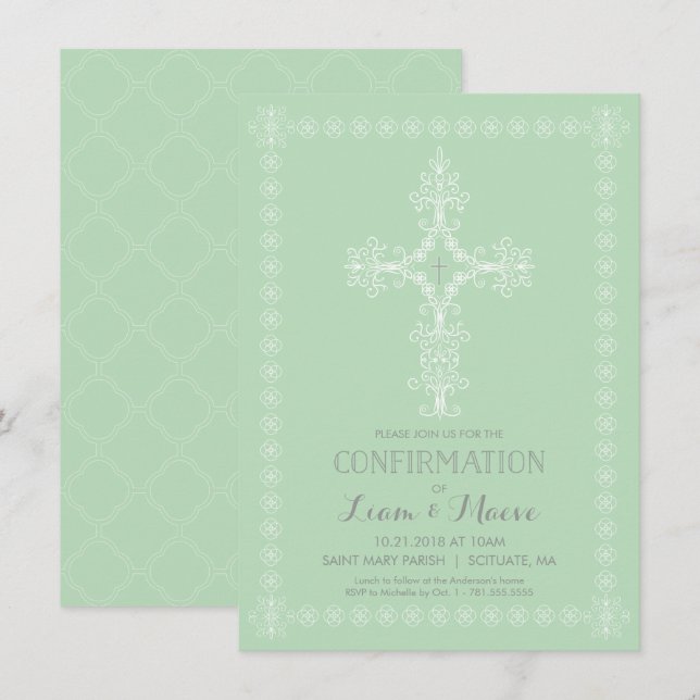 Confirmation Invitation, Boy or Girl Invite (Front/Back)