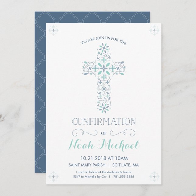 Confirmation Invitation - Catholic Confirm Invite (Front/Back)
