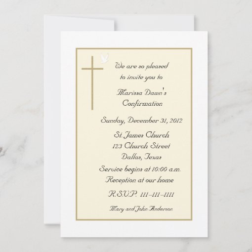 Confirmation Invitation Cross and Dove | Zazzle