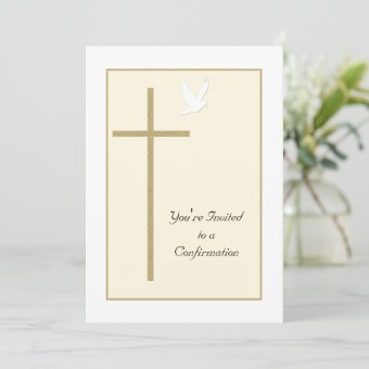 Confirmation Invitation Cross and Dove | Zazzle