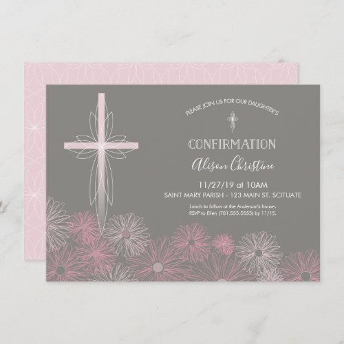 Confirmation Invitation _ Girls Invite w Cross