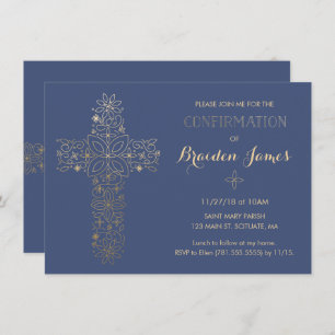 Confirmation Invitation - Gold Cross Invite