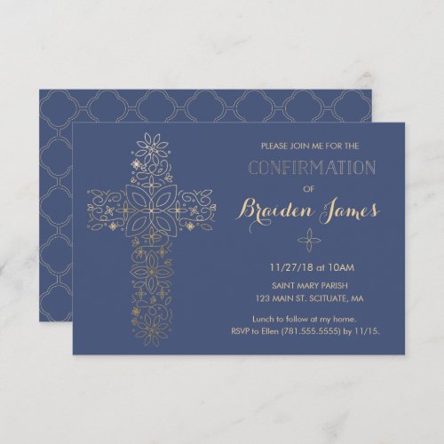 Confirmation Invitation _ Gold Cross Invite