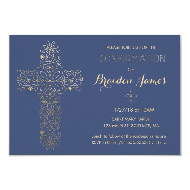 Confirmation Invitation - Gold Cross Invite