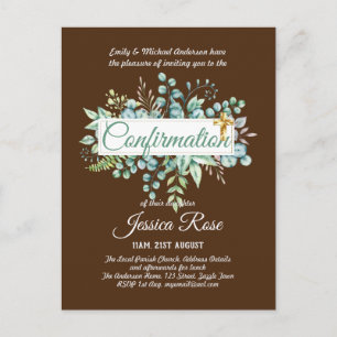 Confirmation Invitations Eucalyptus Greenery Budge