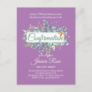 Confirmation Invitations Eucalyptus Greenery Budge