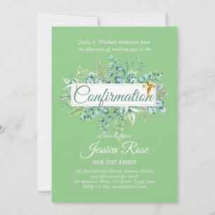 Confirmation Invitations Eucalyptus Greenery Budge