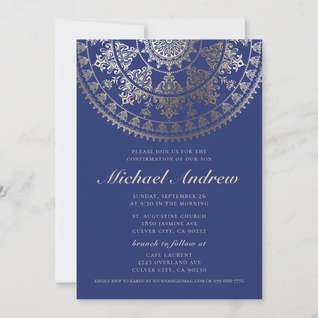 Confirmation Invitations | Gold Foil Mandala (Front)