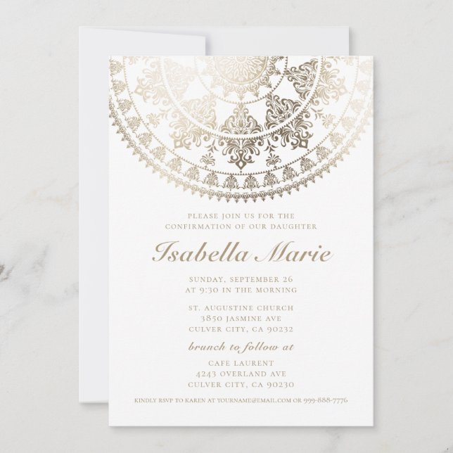 Confirmation Invitations | Gold Foil Mandala (Front)