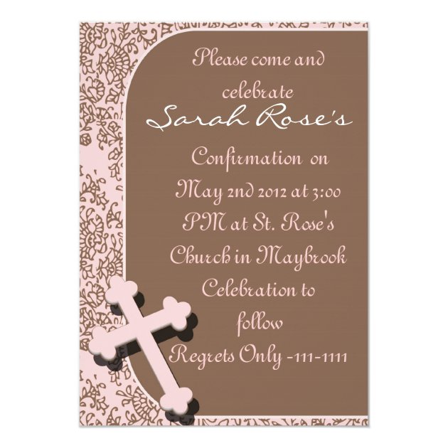CONFIRMATION  Invitations PINK DAMASK For GIRLS
