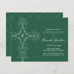 Confirmation Invite, Cross, Monogram; Boy or Girl Invitation