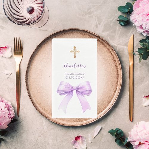 Confirmation lavender bow cross girl