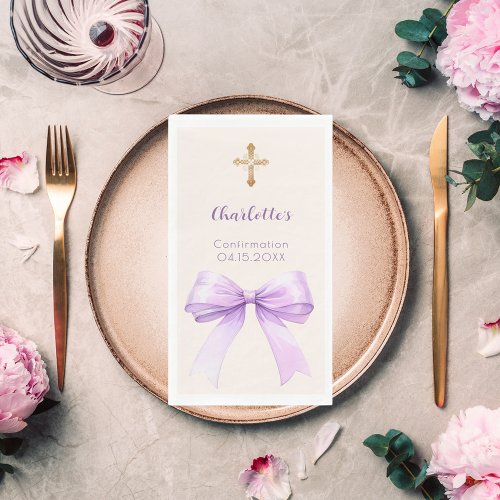 Confirmation lavender bow ivory cross girl