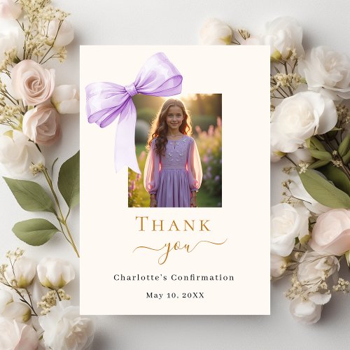 Confirmation lavender bow photo cream