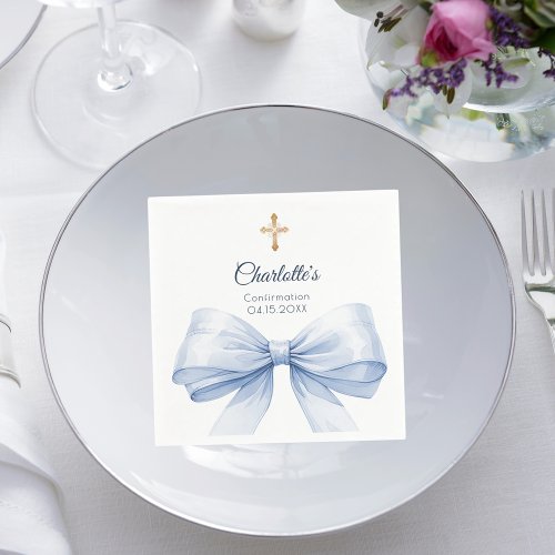 Confirmation light blue bow cross