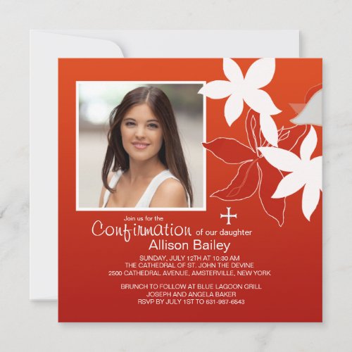 Confirmation Lily Religious Photo Invitation