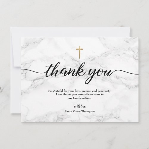 Confirmation Modern Marble Gold cross Personalize