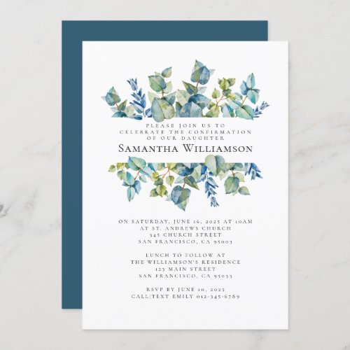 Confirmation Modern Watercolor Flowers Invitation