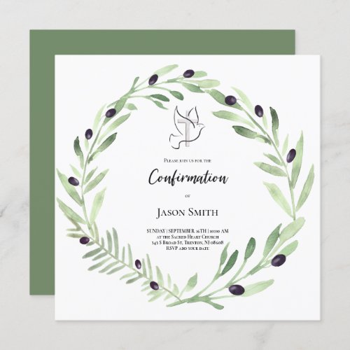 Confirmation  olive wreath invitation