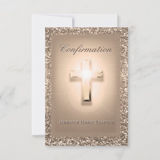 Confirmation Pale Rose Cross Invitation (Back)