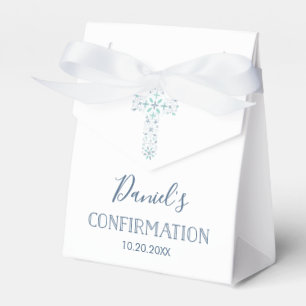 Confirmation Party Favor Box - Blue, Green Cross