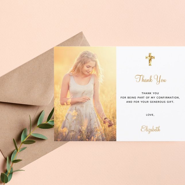 Confirmation photo cross thank you card (Creator Uploaded)
