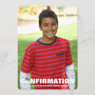 Confirmation Photo Invitation  YOU PICK BACK COLOR