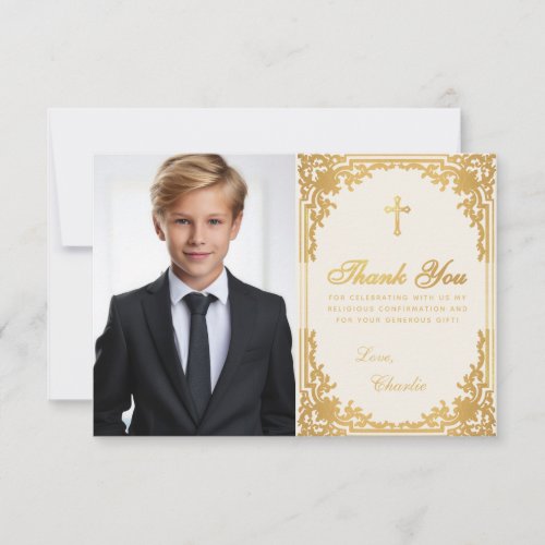 Confirmation Photo Vintage Faux Gold Cross & Ivory