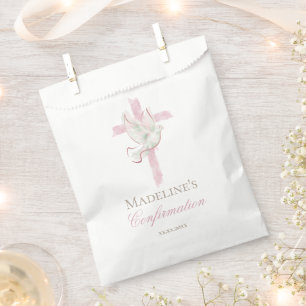 Confirmation pink cross favor bag