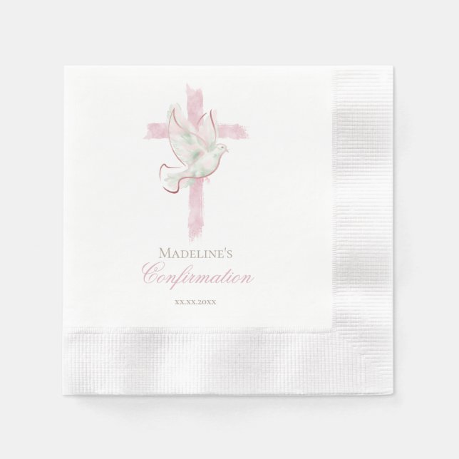 Confirmation pink cross napkins (Front)
