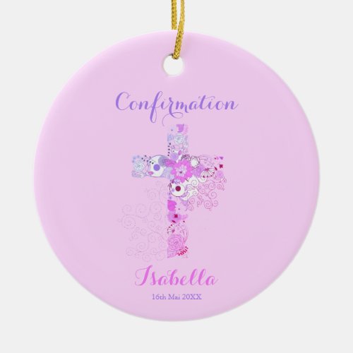 Confirmation pink floral cross 