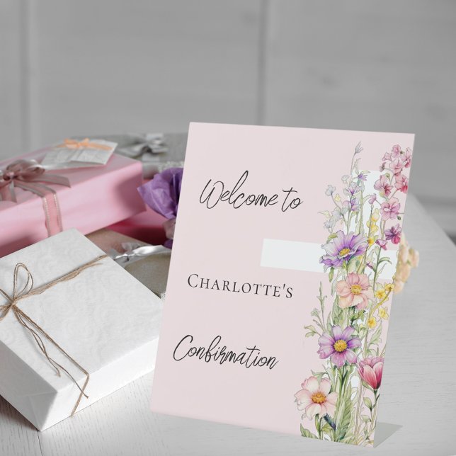Confirmation pink florals cross welcome sign (Creator Uploaded)