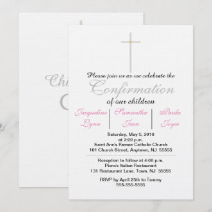 Confirmation Pink Triplets Invitations
