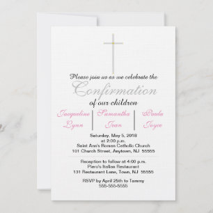 Confirmation Pink Triplets Invitations