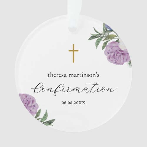 Confirmation Pretty Purple Floral with Cross