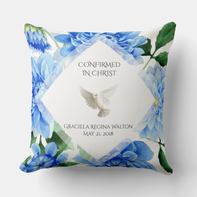Confirmation Religious Catholic Holy Spirit Floral Throw Pillow (Front)