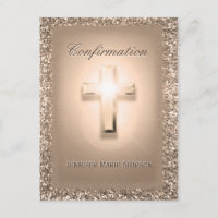 Confirmation Rose Cross Post Card