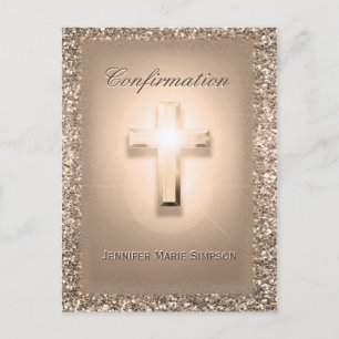 Confirmation Rose Cross Post Card
