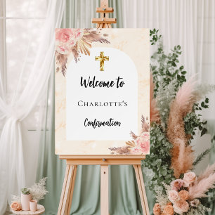Confirmation rose gold peach arch welcome foam board
