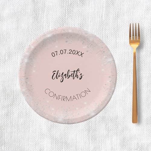 Confirmation rose gold silver glitter girl name