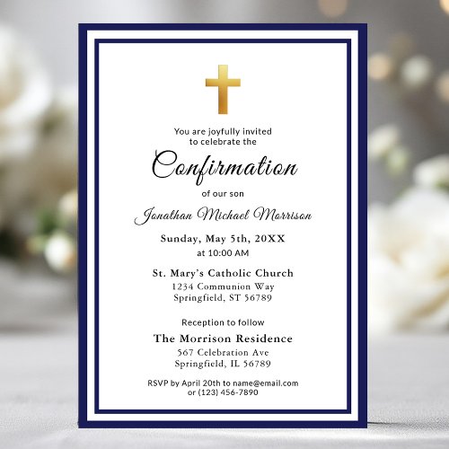 Confirmation Royal Blue White Minimalist Boy