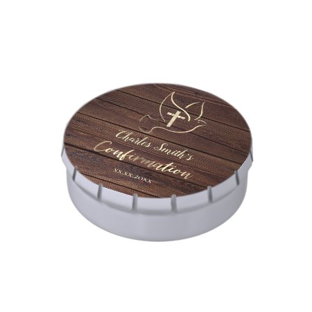 Confirmation Rustic Wood Candy Tin