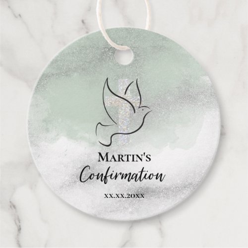 Confirmation sage green marble favor tags